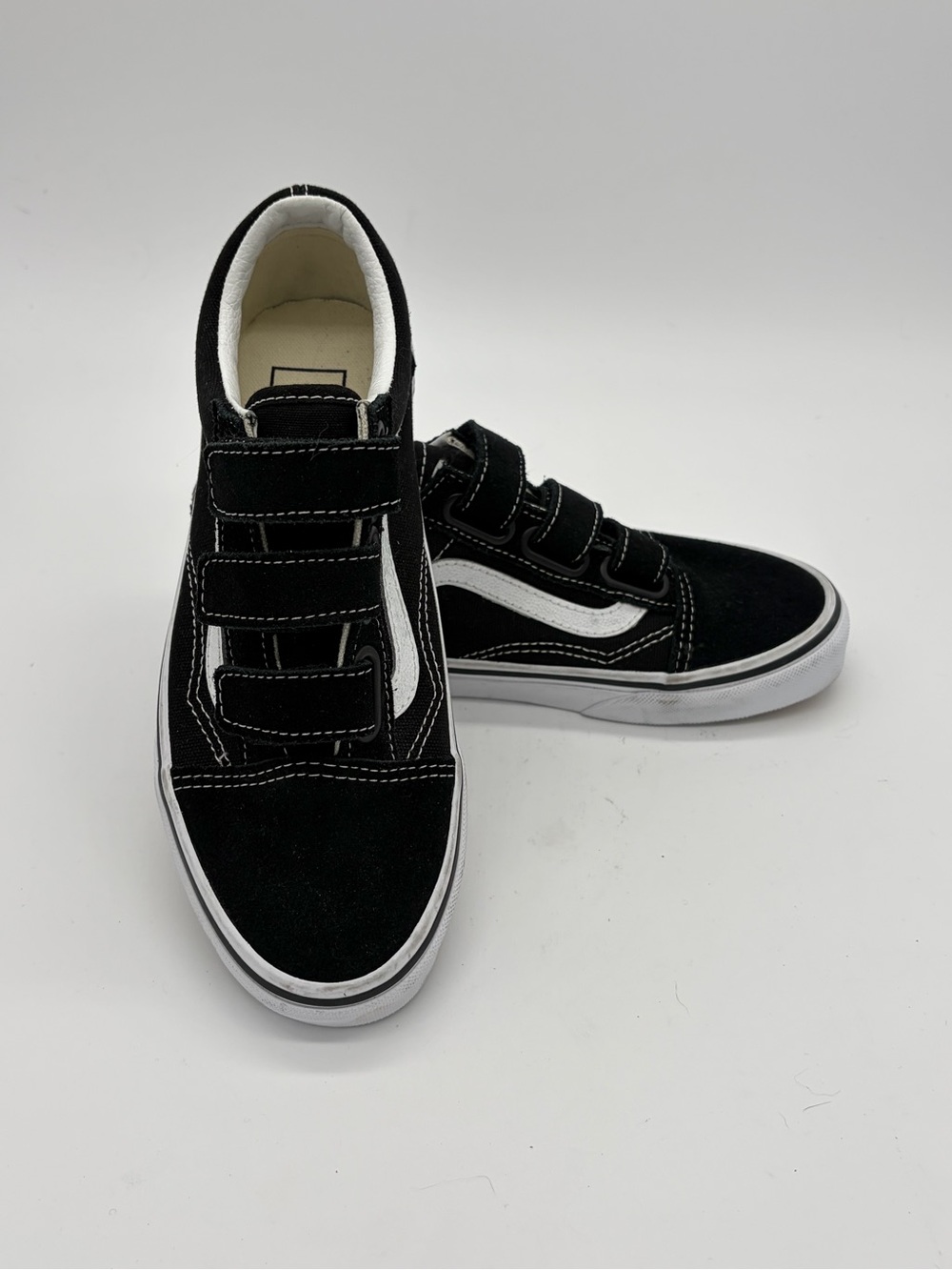 Vans Black and White Velcro Skate Sneakers 4M 5.5W